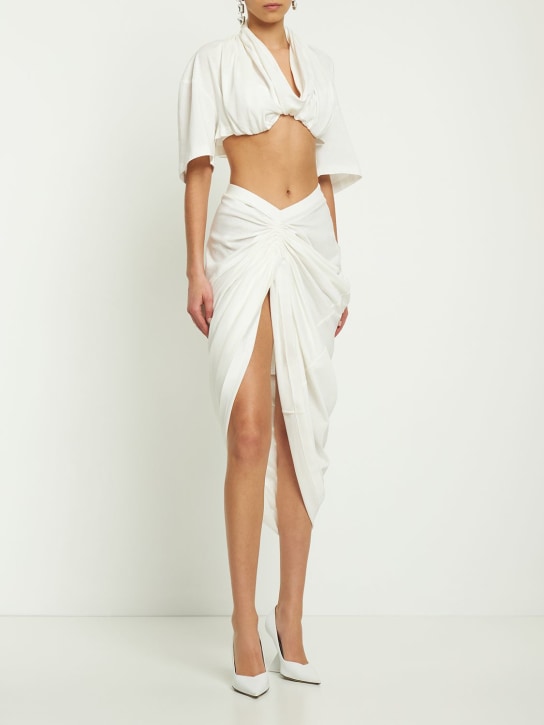 Alexander Wang: Asymmetrical draped cotton midi skirt - women_1 | Luisa Via Roma