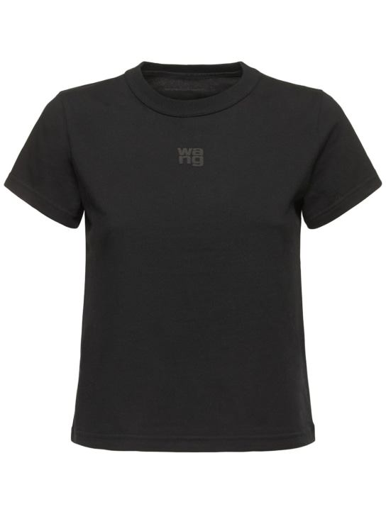 Alexander Wang: T-shirt en jersey de coton Essential - Noir - women_0 | Luisa Via Roma