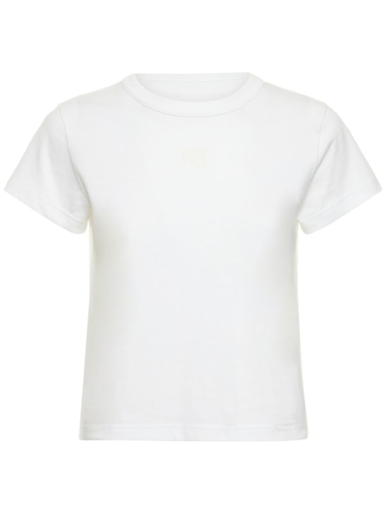 Alexander Wang: Essential shrunk cotton jersey t-shirt - Beyaz - women_0 | Luisa Via Roma