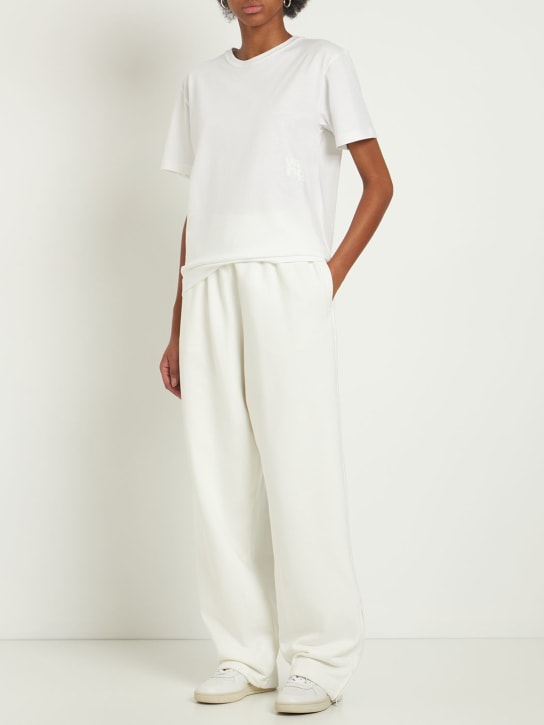 Alexander Wang: Essential short sleeve cotton t-shirt - Beyaz - women_1 | Luisa Via Roma