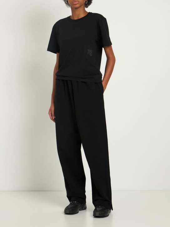 Alexander Wang: Essential short sleeve cotton t-shirt - Siyah - women_1 | Luisa Via Roma