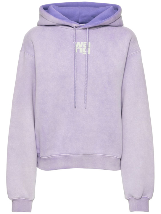Alexander Wang: Essential terry cotton hoodie w/ logo - women_0 | Luisa Via Roma