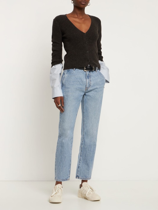 Alexander Wang: Jeans de denim de algodón con cintura alta - women_1 | Luisa Via Roma