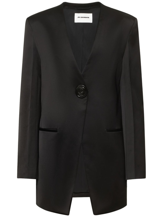 Jil Sander: Blazer in raso lucido - Nero - women_0 | Luisa Via Roma