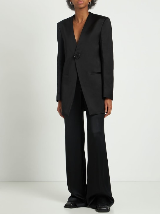 Jil Sander: Blazer in raso lucido - Nero - women_1 | Luisa Via Roma