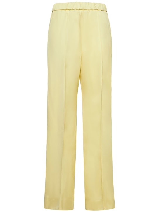 Jil Sander: Pantaloni dritti in twill di viscosa - Verde Lime - women_0 | Luisa Via Roma