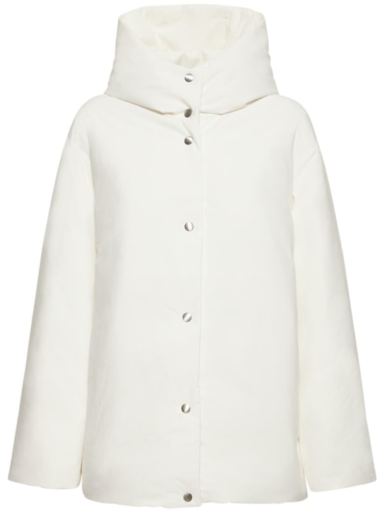 Jil Sander: Tech hooded down jacket - White - women_0 | Luisa Via Roma