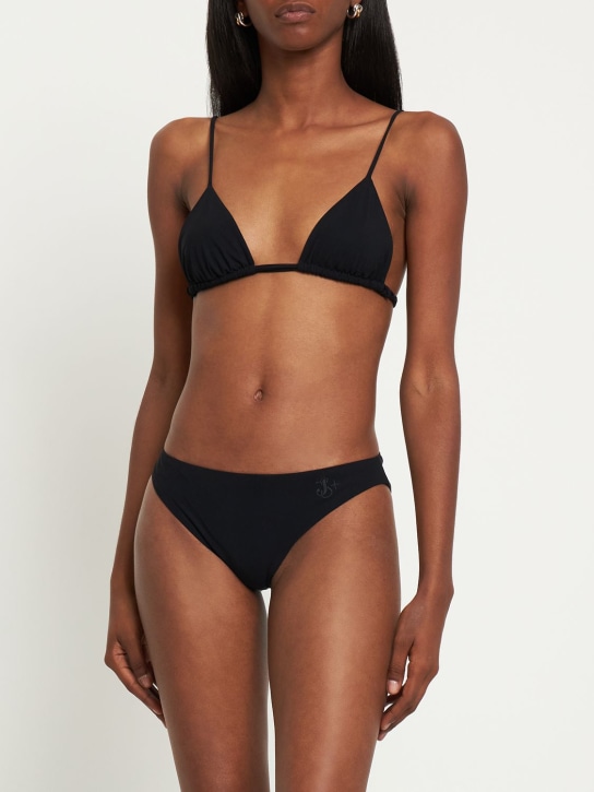 Jil Sander: Bikini triangle en jersey à logo - Noir - women_1 | Luisa Via Roma