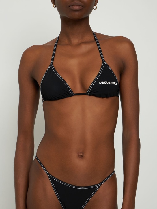Dsquared2: Bas de bikini triangle à logo - Noir - women_1 | Luisa Via Roma