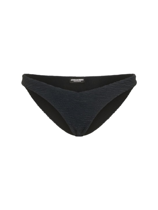 Dsquared2: Wrinkled back logo bikini bottom - Black - women_0 | Luisa Via Roma