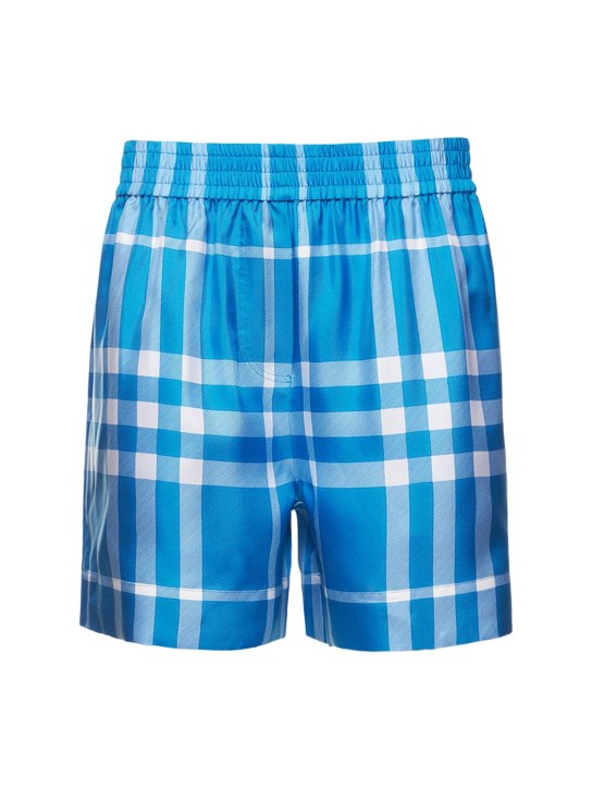 Burberry: Shorts cortos de sarga - Vivid Blue - women_0 | Luisa Via Roma