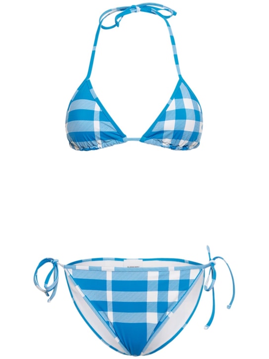 Burberry: Bikini con estampado a cuadros - Vivid Blue - women_0 | Luisa Via Roma