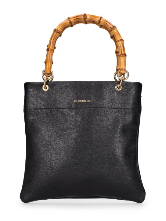 Jil Sander: Small smooth leather tote bag - Siyah - women_0 | Luisa Via Roma