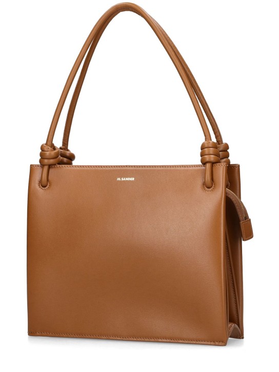 Jil Sander: Medium Giro leather shoulder bag - Acorn - women_1 | Luisa Via Roma