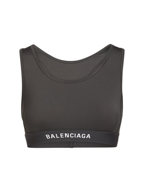 Balenciaga: Athletci spandex bra - Black - women_0 | Luisa Via Roma