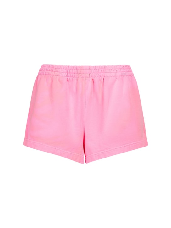 Balenciaga: Shorts running in jersey di cotone - Rosa Hot - women_0 | Luisa Via Roma