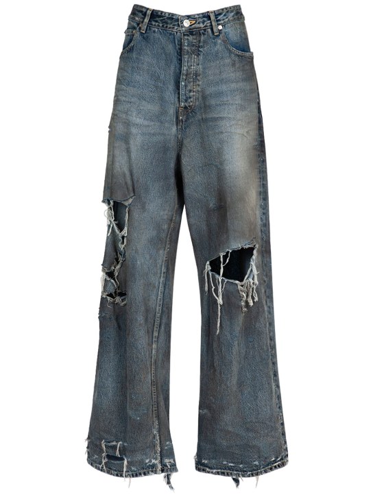 Balenciaga: Jeans larghi in denim giapponese - Dirty Pale Blue - women_0 | Luisa Via Roma