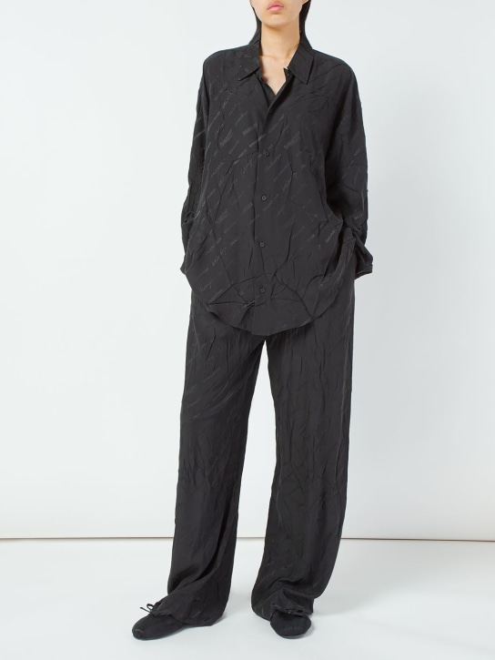 Balenciaga: Camicia con logo jacquard - Nero - women_1 | Luisa Via Roma
