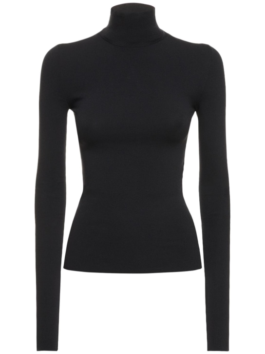 Balenciaga: Second Skin stretch tech sweater - Black - women_0 | Luisa Via Roma