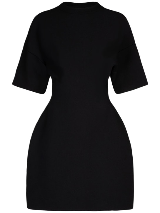Balenciaga: Vestido de viscosa compacta bordada - Negro - women_0 | Luisa Via Roma