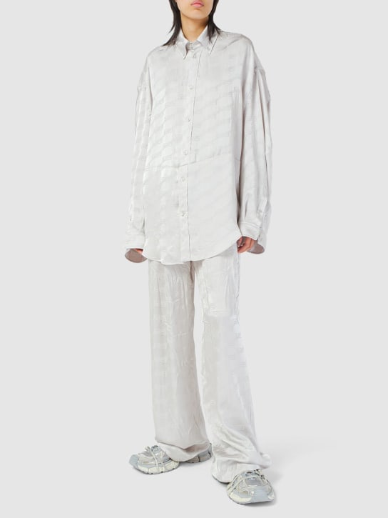 Balenciaga: BB monogram jacquard viscose shirt - Light Grey - women_1 | Luisa Via Roma