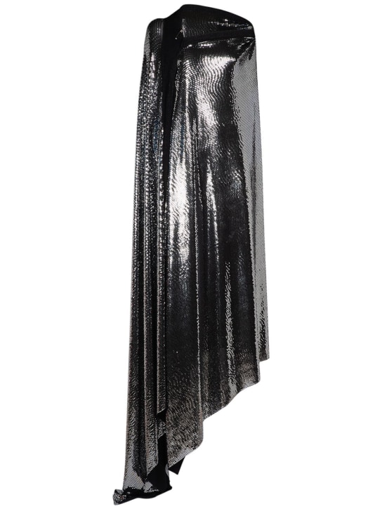 Balenciaga: Vestito in jersey metallizzato - Nero/Argento - women_0 | Luisa Via Roma