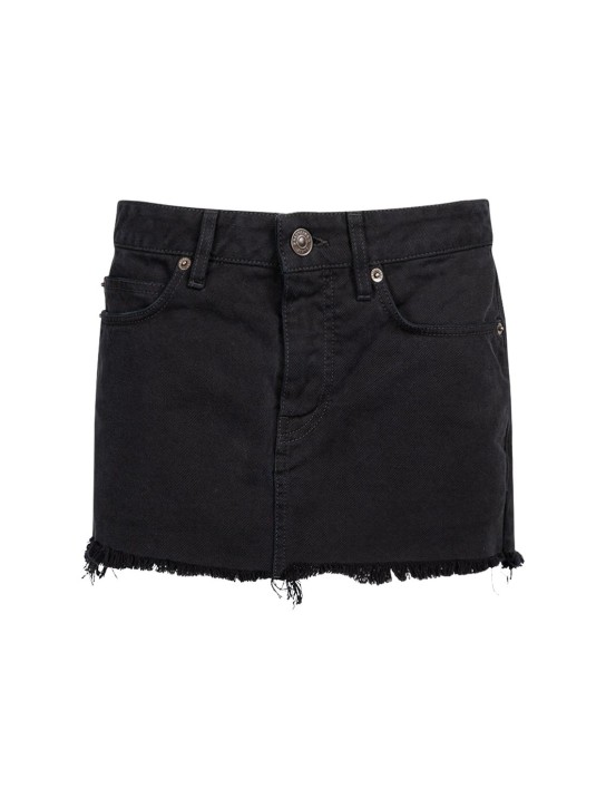 Balenciaga: Minifalda de denim de algodón - Negro - women_0 | Luisa Via Roma