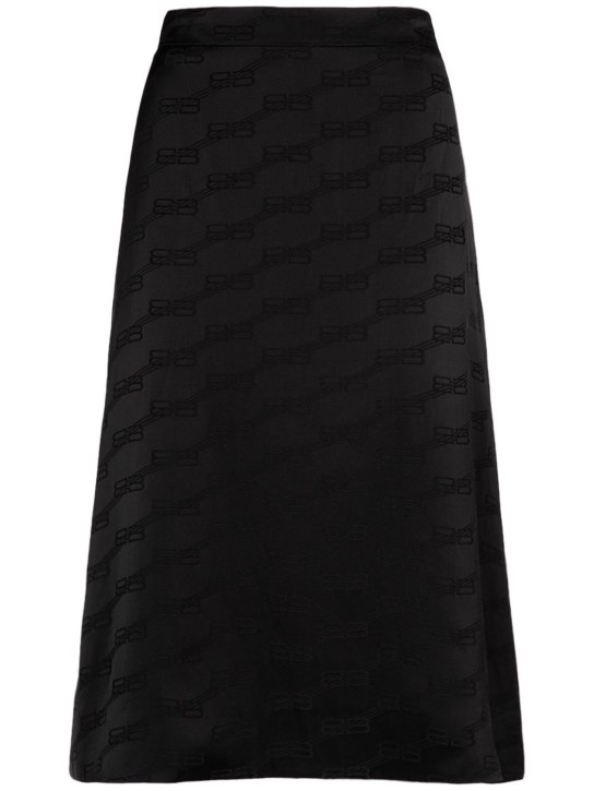 Balenciaga: BB monogram jacquard viscose skirt - Black - women_0 | Luisa Via Roma