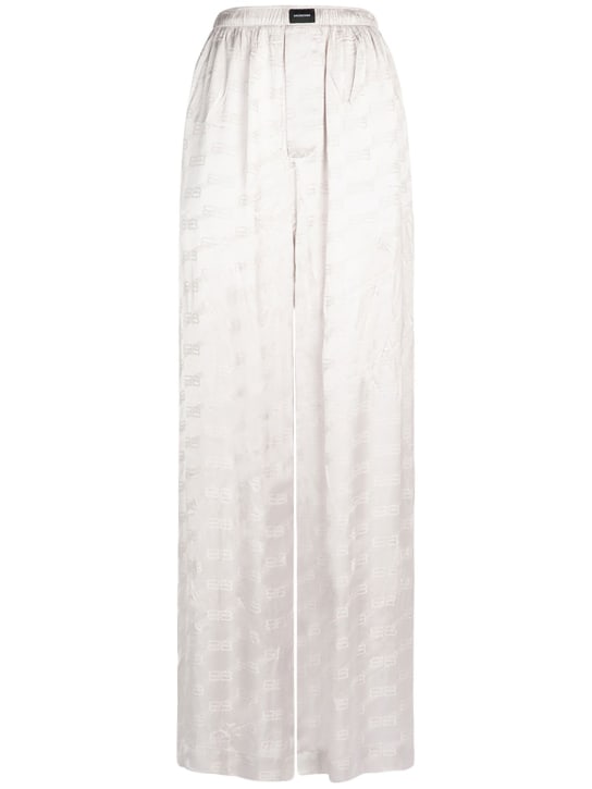 Balenciaga: BB monogram jacquard viscose pants - Light Grey - women_0 | Luisa Via Roma