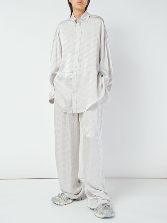 Balenciaga: BB monogram jacquard viscose pants - Light Grey - women_1 | Luisa Via Roma