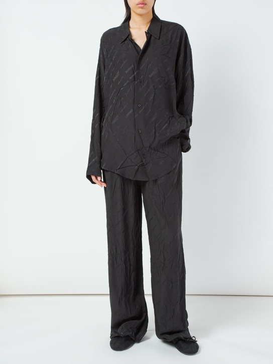 Balenciaga: Pantaloni con logo jacquard - Nero - women_1 | Luisa Via Roma