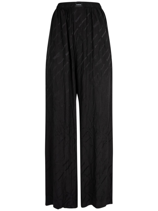 Balenciaga: Pantaloni con logo jacquard - Nero - women_0 | Luisa Via Roma