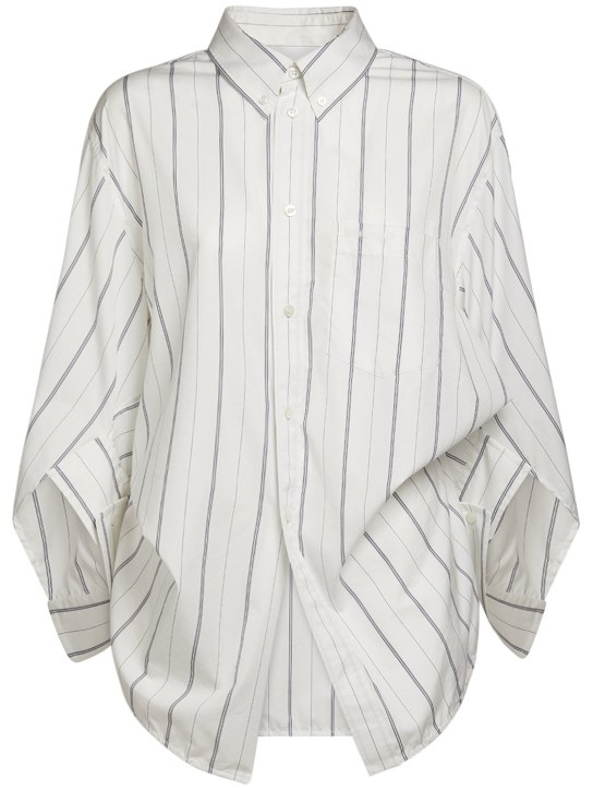Balenciaga: Wing cotton poplin shirt - Beyaz/Lacivert - women_0 | Luisa Via Roma