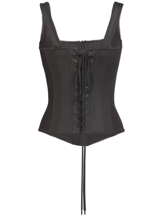Balenciaga: Débardeur corset en spandex - Noir - women_0 | Luisa Via Roma