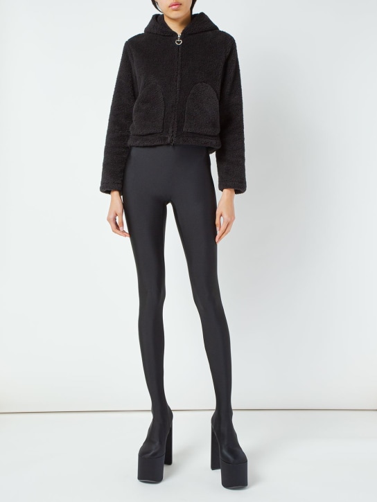 Balenciaga: Heart zip-up faux fur sweatshirt - Black - women_1 | Luisa Via Roma