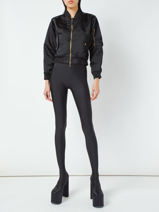 Balenciaga: Shrunk 나일론 봄버 재킷 - 블랙 - women_1 | Luisa Via Roma