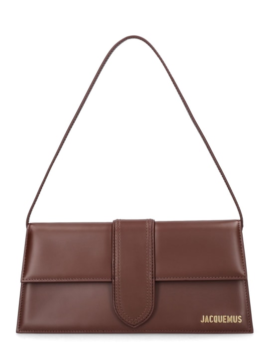 Jacquemus: Le Bambino Long smooth leather bag - Brown - women_0 | Luisa Via Roma