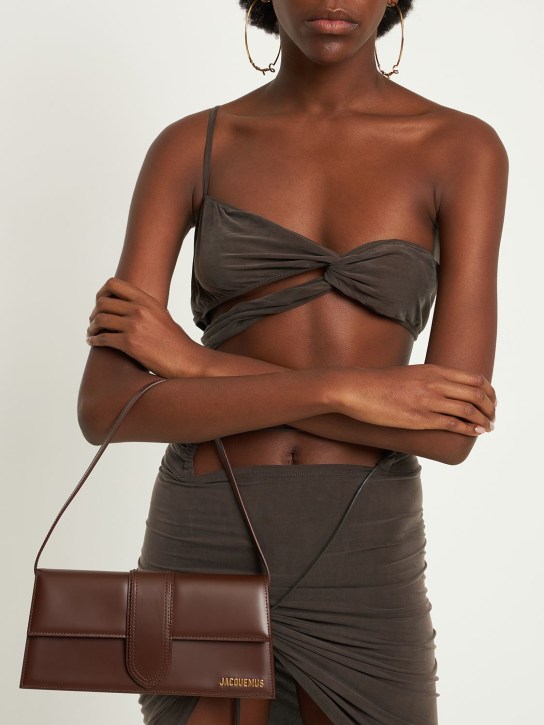 Jacquemus: Le Bambino Long smooth leather bag - Brown - women_1 | Luisa Via Roma