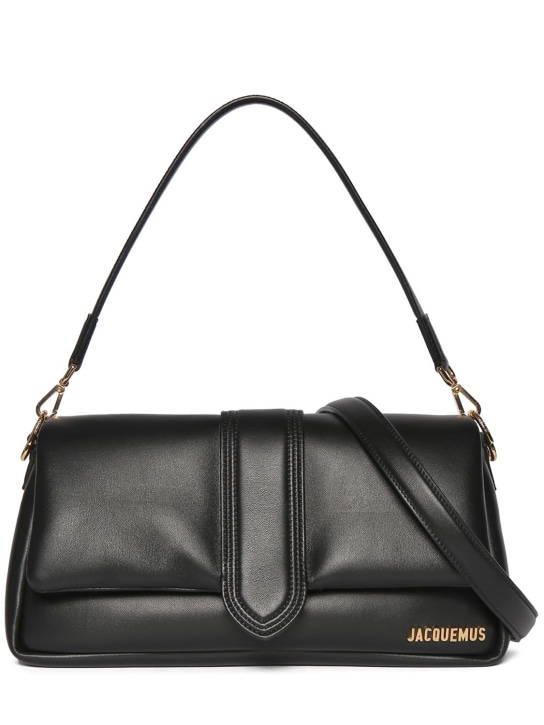 Jacquemus: Le Bambimou soft padded leather bag - Black - women_0 | Luisa Via Roma