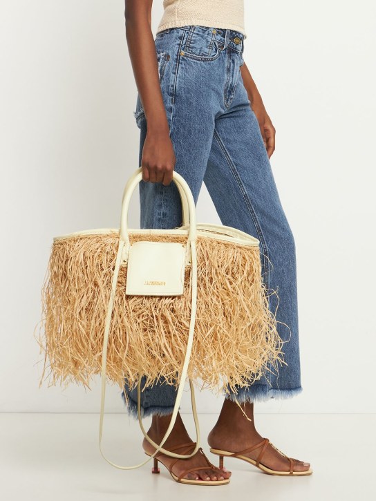 Jacquemus: Bolso tote Le Panier Soli Raphia - women_1 | Luisa Via Roma