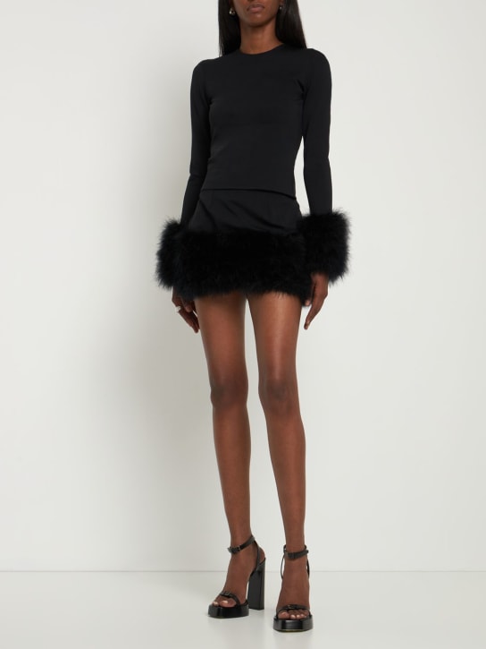 16arlington: Jupe en jersey de viscose avec plumes Haile - Noir - women_1 | Luisa Via Roma