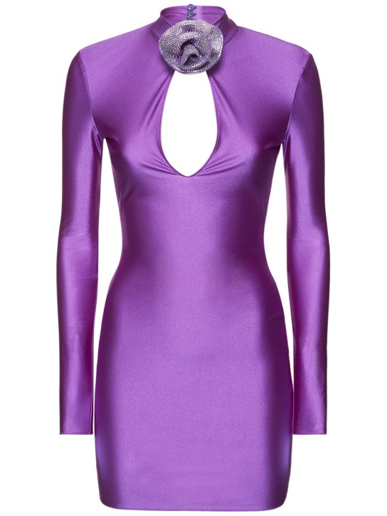 Giuseppe Di Morabito: 亮面弹力迷你连衣裙 - 紫色 - women_0 | Luisa Via Roma