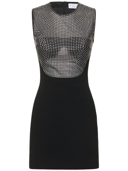 Giuseppe Di Morabito: Embellished cady envers satin mini dress - Black - women_0 | Luisa Via Roma
