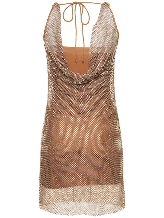 Giuseppe Di Morabito: Embellished mesh mini dress - Beige - women_1 | Luisa Via Roma