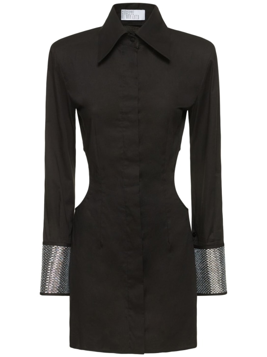 Giuseppe Di Morabito: Popeline-Hemdkleid mit Schmetterlingsverzierung - Schwarz - women_0 | Luisa Via Roma