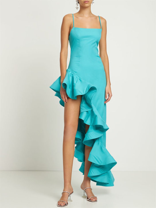 Giuseppe Di Morabito: 褶饰府绸不对称连衣裙 - 浅蓝色 - women_1 | Luisa Via Roma