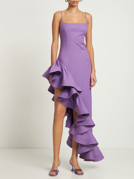 Giuseppe Di Morabito: Ruffled poplin asymmetrical dress - Purple - women_1 | Luisa Via Roma