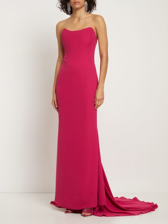 Giuseppe Di Morabito: Crepe georgette strapless long dress - Fuchsia - women_1 | Luisa Via Roma