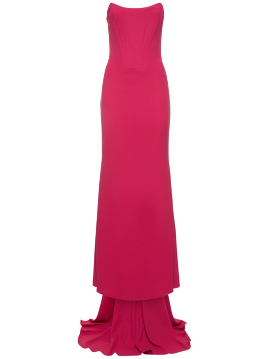 Giuseppe Di Morabito: Crepe georgette strapless long dress - Fuchsia - women_0 | Luisa Via Roma