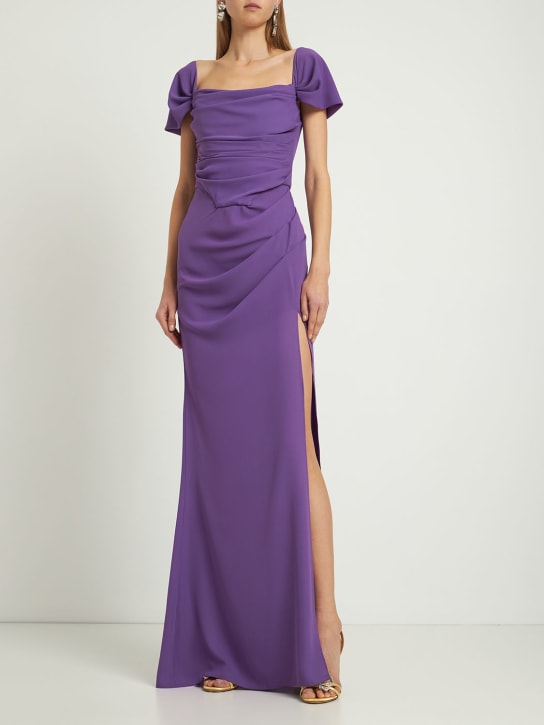 Giuseppe Di Morabito: Crepe georgette long dress - Purple - women_1 | Luisa Via Roma
